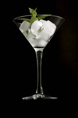 Cocktail with mint and ice