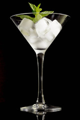 Cocktail with mint and ice