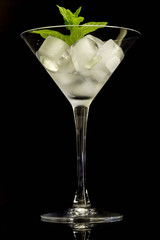 Cocktail with mint and ice