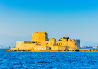 Bourtzi island - fortress,  in front of Nafplio town in Greece
