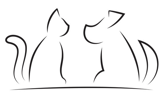 Cat and Dog Contour Simplified Silhouettes