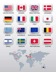 Flags of different countries. Vector.