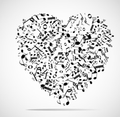 Abstract musical heart background