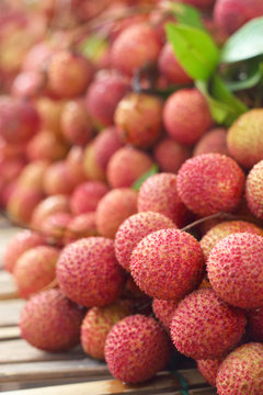 Close up a lot of lychee