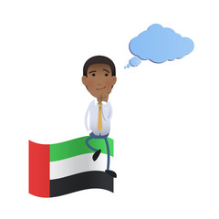 businessman with arab emirates flag over white background