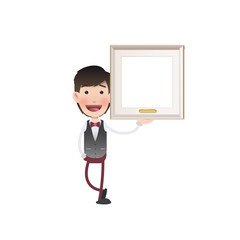 businessman with a frame over white background