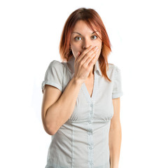 Young girl doing surprise gesture