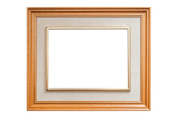 Artistic wood frame with burlap texture
