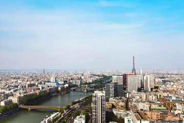 aerial view of Paris and Eiffel Tower, France