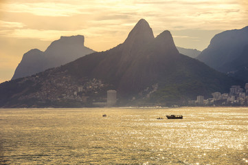 Sunset at Copacabana beach, Rio de Janairo, Brazil