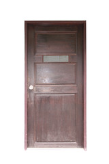 Oak wood door isolated on white background.