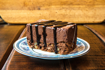 Chocolate Cake on wooden table
