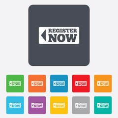 Register now sign icon. Join button symbol.