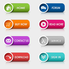 Colored set rectangular web buttons
