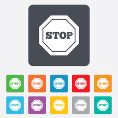 Traffic stop sign icon. Caution symbol.