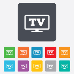Widescreen TV sign icon. Television set symbol.