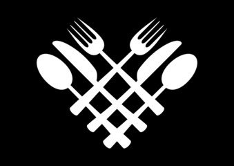 Black and white cutlery icon