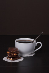 Chocolate, Black Coffee In White Cup