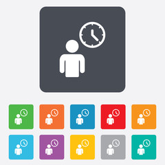 Person waiting sign icon. Time symbol.