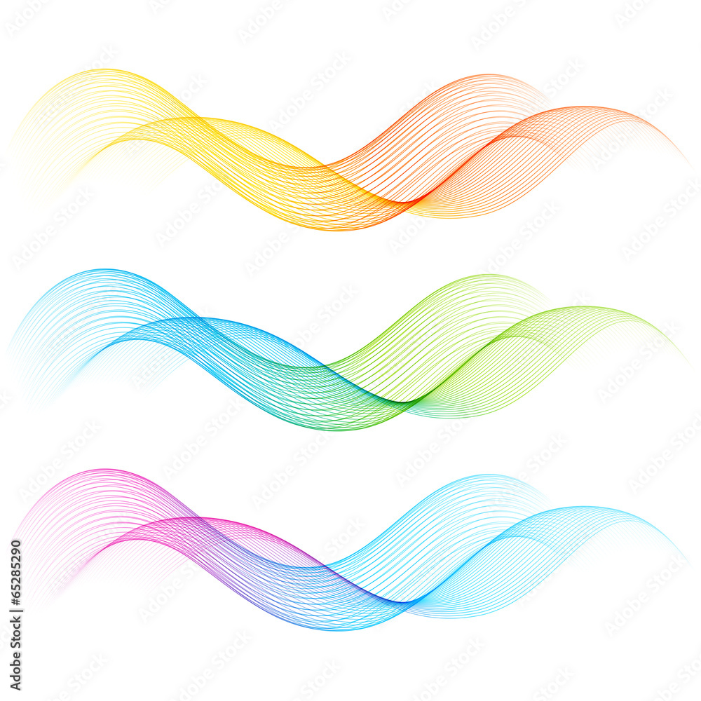 Poster set of color curve lines