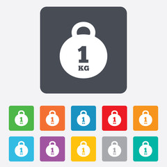 Weight sign icon. 1 kilogram (kg). Mail weight