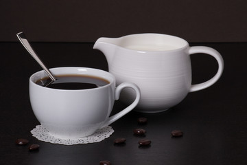 Chocolate, Black Coffee In White Cup