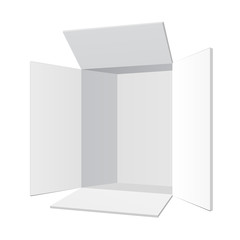 Naklejka premium Opened White Product Cardboard, Carton Package Box