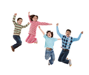 Four children jumping