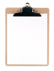 Empty document in a clipboard (sketch board) isolated on white