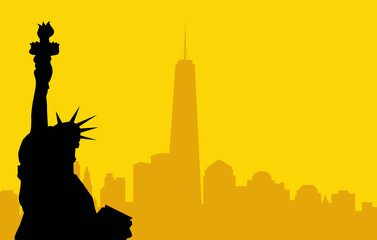 Statue of Liberty & New York-Vector © samkar