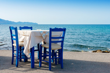 Sidewalk cafe in Kissamos. Crete, Greece