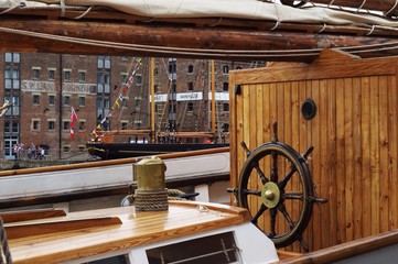 Vintage ship steering wheel