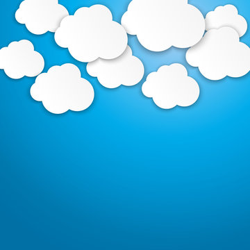 Vector white paper clouds background