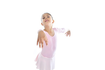 young Ballerina girl dancing classical wearing pink Ballet tutu