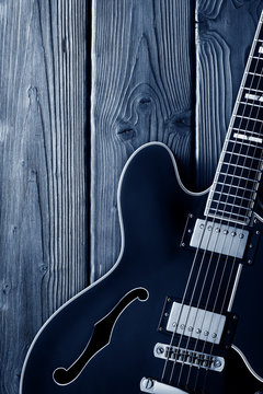 electric guitar on blue