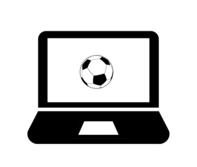 Ballon de foot dans un écran d'ordinateur	