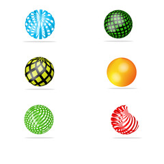 Abstract 3d sphere logos carving set. Logo spheres.