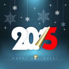 2015 new year. Happy holidays with snowflakes.