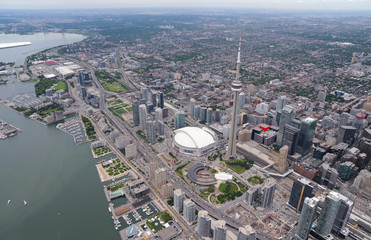 Aerial view of downtown Toronto