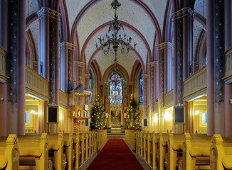 Fototapeta na wymiar Interior of the Central Church of Pori, Finland