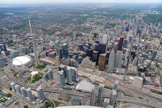 Aerial view of downtown Toronto