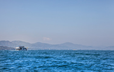 Fototapeta na wymiar Landscape photo with passenger boats.