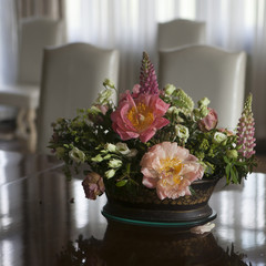 Pink flowers in a vase