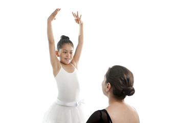 young cutel ballerina with dance teacher in dancing lesson