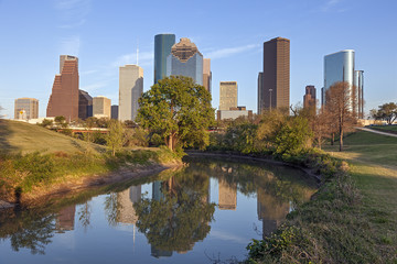 Fototapeta na wymiar Buffalo Bayou and Downtown Houston, Texas