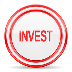 invest red white glossy web icon