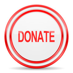 donate red white glossy web icon