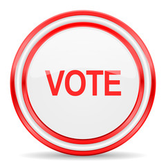 vote red white glossy web icon