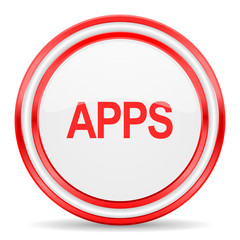 apps red white glossy web icon