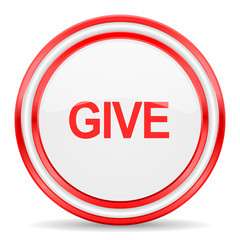 give red white glossy web icon